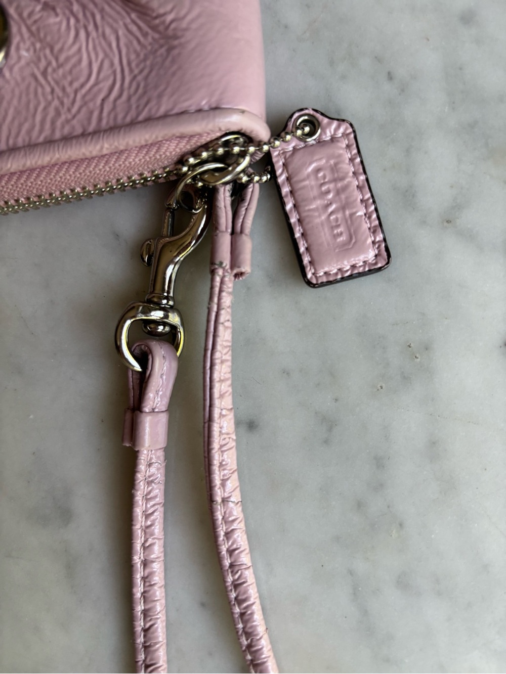 Coach Pale Pink Poppy Leather Wristlet with Silver Tone Accents - Picture 8 of 12